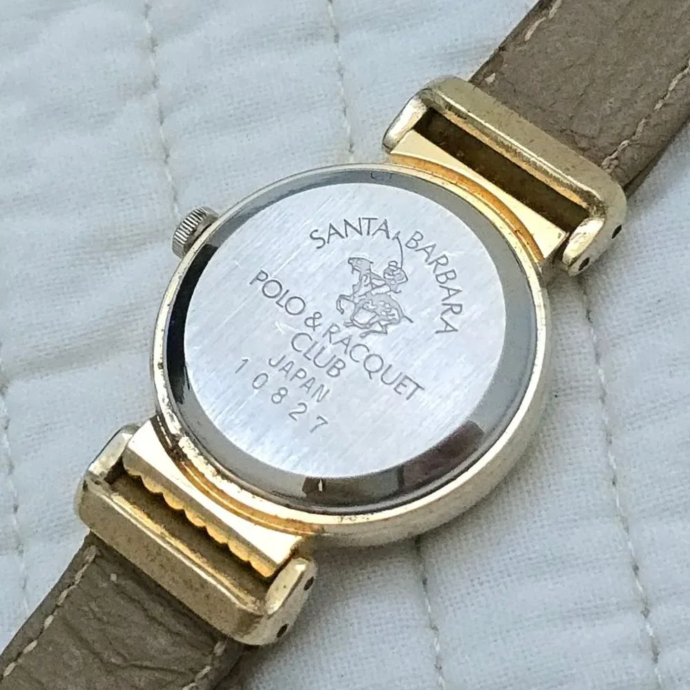 VTG Santa Barbara Polo & Racquet Club Ladies Watch Gold Tone Japan Old Money